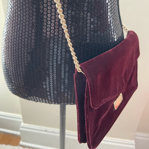 Jimmy Choo Perfume Burgundy Red Velvet Crossbody Bag - Picture 2 of 11
